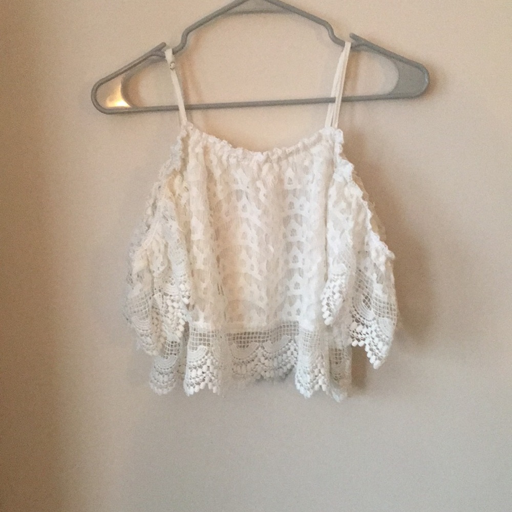 Off the shoulder lace crop top